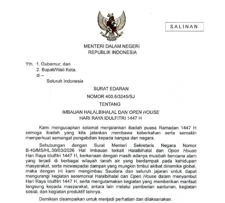 Mendagri Imbau Kepala Daerah Kurangi Seremonial Lebaran, Prioritaskan Kegiatan Sosial